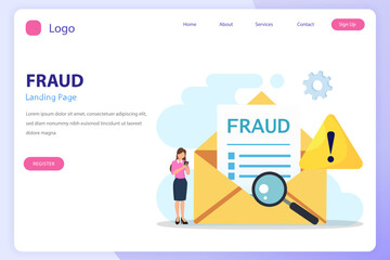 Vector concept of fraud alert, hacker attack and web security - obrazy, fototapety, plakaty