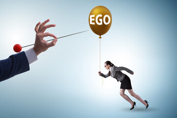 Businesswoman in excessive ego concept