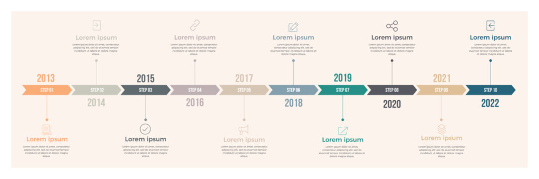 Yearly business timeline infographic chart template design