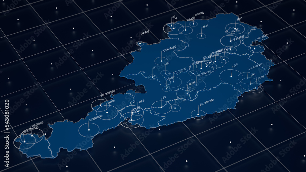 Aufkleber austria blue map big data visualization. futuristic map infographic. information aesthetics. visual 