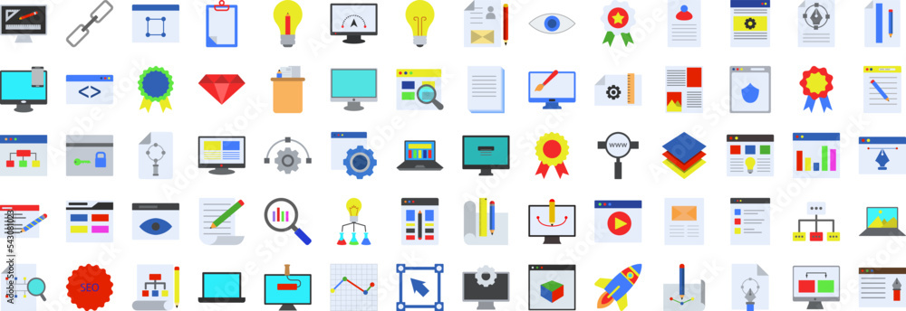 Poster programming sticker icons collection vector illustration design