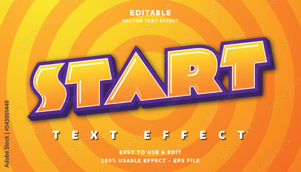 Poster start editable text effect with modern and simple style, usable for logo or campaign title