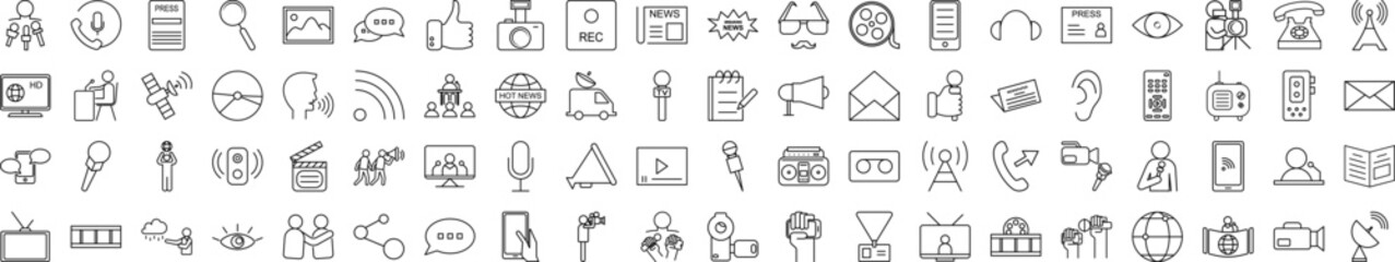 media press icons collection vector illustration design