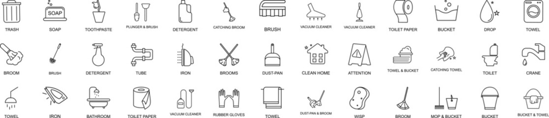 Fototapeta premium Web cleaning icons collection vector illustration design