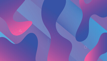 Geometric Cover. Color Landing Page. Bright Page. Flat Abstract Poster. Horizontal Magazine. Blue Plastic Flyer. Modern Shape. Neon Shapes. Lilac Geometric Cover