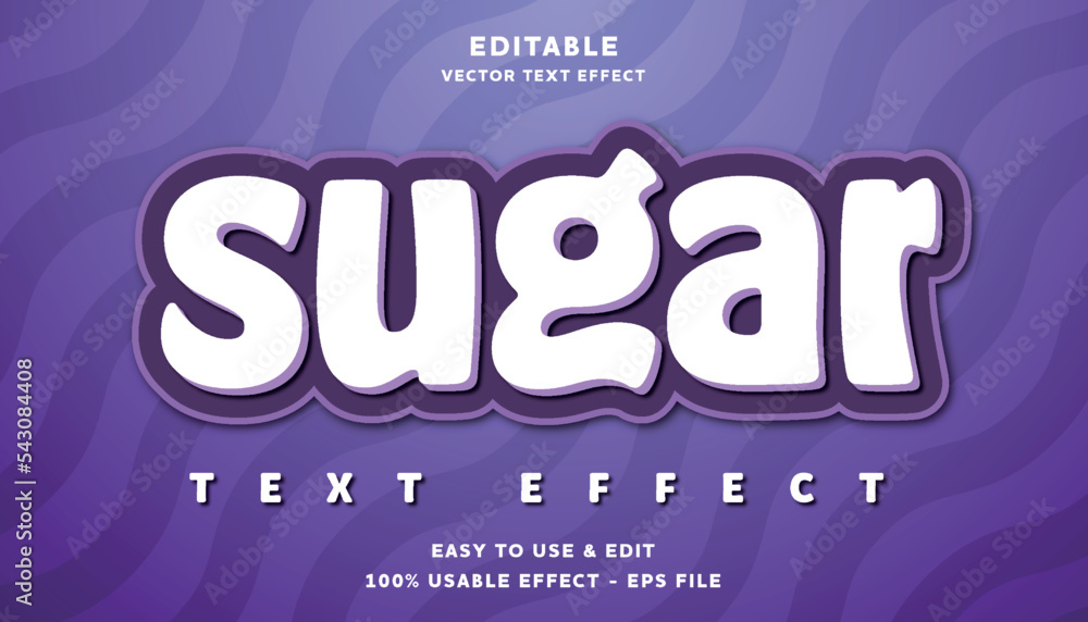 Poster sugar editable text effect with modern and simple style, usable for logo or campaign title