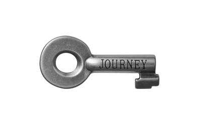 Old key with text journey isolated