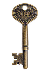 Old key with text poison isolated