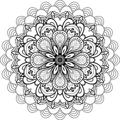 Handrawn mandala for bookmark rose daisy easter indian color floral abstract spring monogram doodle