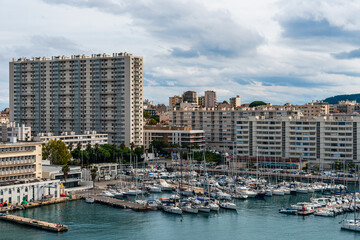 Fototapeta na wymiar Port of Toulon in cloudy day, France, Europe