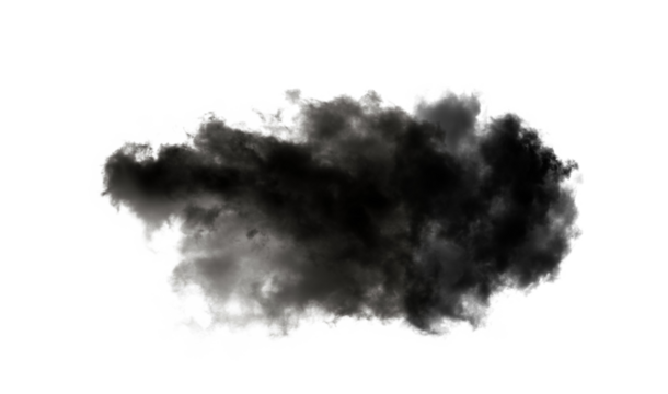 black smoke isolated on  transparent png