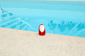Santa Claus  at the beach resort. Christmas and New Year holidays. 