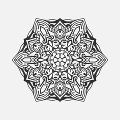 Fototapeta premium Circular pattern in form of mandala for Henna, tattoo, decoration. Decorative ornament in ethnic oriental style. Coloring book page.