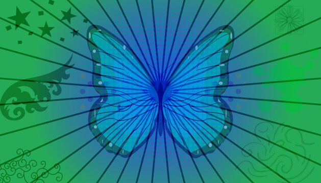 abstract background with rays and butterfly for your creativity
