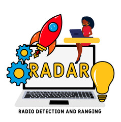 radar - radio detection And ranging acronym. business concept background.  vector illustration concept with keywords and icons. lettering illustration with icons for web banner, flyer, landing