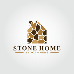 Stone House Logo Illustration Vector brick house logo Flat Stone House Logo Illustration Icon Vector