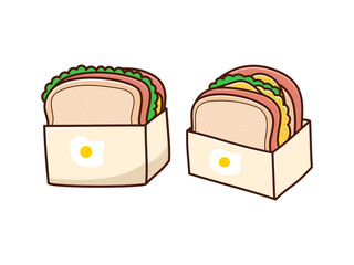 Korean egg sandwich vector illustration isolated on white background