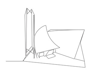 Qatar simple line concept. an illustration one line concept of Qatar country and world cup football.