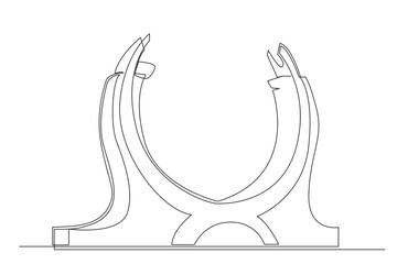 Qatar simple line concept. an illustration one line concept of Qatar country and world cup football.