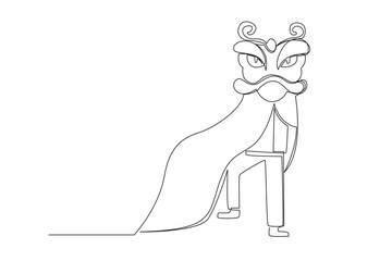 simple line of chinese new year celebration. one line concept of china new year drawing