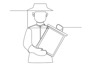 a simple line illustration of honey bee. one line honey bee  
