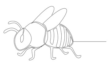 a simple line illustration of honey bee. one line honey bee  