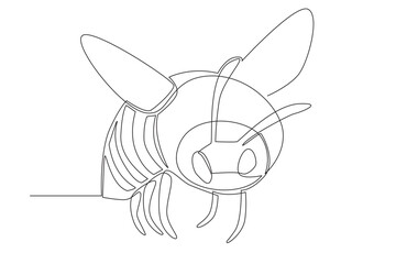 a simple line illustration of honey bee. one line honey bee  