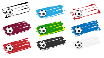 Football cup 2022, soccer ball. Sport poster brush stroke design