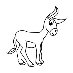 Cute donkey cartoon characters vector illustration. For kids coloring book.