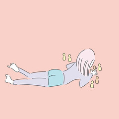 人形遊びをする女の子の手描きイラスト