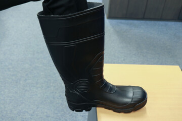 Black rubber boots, these rubber boots are usually worn by mining and construction workers to protect their feet
