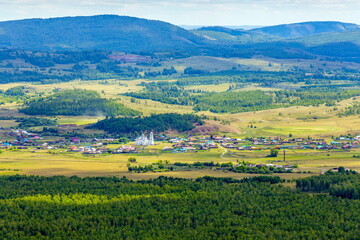 The village of Voskresenka, located in the valley of the Ural Mountains in the Uchalinsky district of Bashkortostan