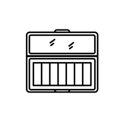 Icon beauty, makeup, salon, face care, women, female, powder, brush, eyelashes, eyeliner etc. editable stroke color, outline style.