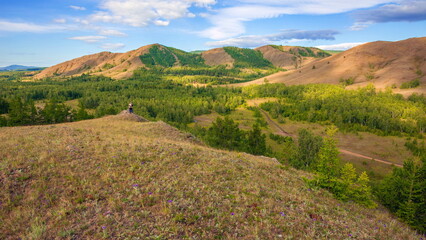 the picturesque Nurali ridge in the uchalinsky district in the southern Urals in the republic of Bashkortostan on a beautiful summer day