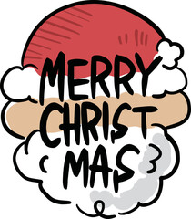 クリスマスメッセージカード、可愛い手書きのベクターイラスト素材、サンタクロース