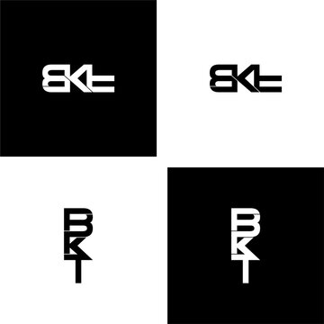 bkt letter initial monogram logo design set