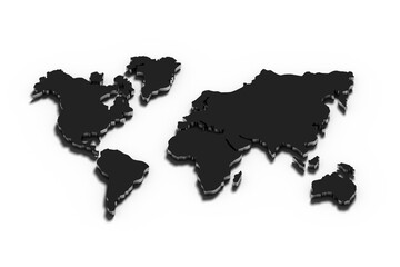 Transparent PNG illustration with black world map with shadow