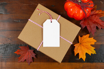 Rustic Fall Thanksgiving Dinner Product Mockup. Gift tag, thank you card mockup, styled with autumn...