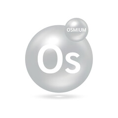 Osmium molecule models silver. Ecology and biochemistry concept. Isolated spheres on white background. 3D Vector Illustration.