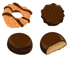 Illustration of girl scout cookies chocolate done in retro style. - 543102294