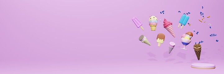 3d rendering of ice cream consumption in Marshall Islands for social media content 