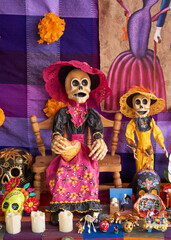 Fototapeta na wymiar Day of the Dead offering from central Mexico, ofrenda dia de muertos
