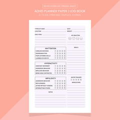 ADHD Planner | ADHD Journal Diary | ADHD Notebook Printable Template