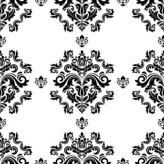 Classic seamless vector pattern. Damask black and white orient ornament. Classic vintage background. Orient pattern for fabric, wallpapers and packaging