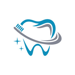 logo illustration of a combination of teeth and toothbrush, very suitable for dental companies
