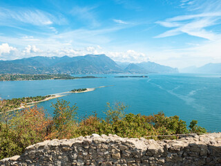 Ruin Rocca di Manerba view. Lakeside natural preserve with scenic views