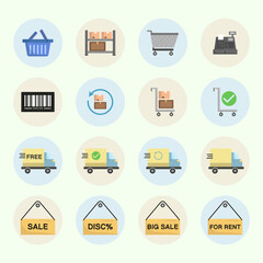Set of Simple E-Commerce Line Icons. Editable strokes. Perfect Pixels.