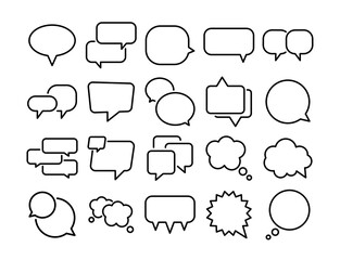 20 Speech bubble icon shapes. Vector illustration elements for communication, speaking, thinking, dialogue
