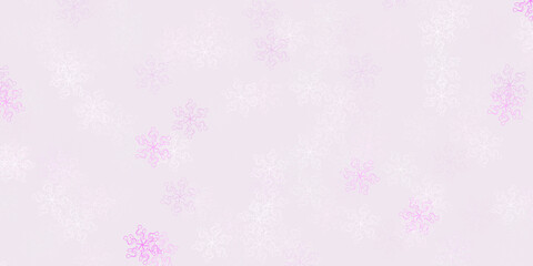Light purple vector doodle pattern with flowers.