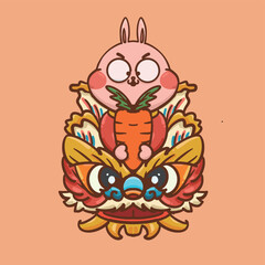 Cartoon Rabbit Year Chinese New Year Illustration Materials

